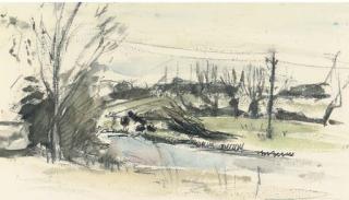 Rodrigo Moynihan, R.A. - View of The River Chelmer, Felsted, Essex