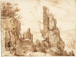 Roelandt Savery - Mountainous Landscape With Travellers On A Rocky Path