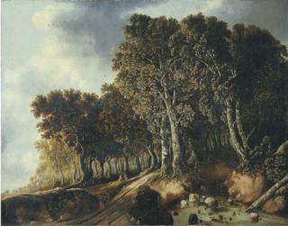 Roelant Roghman - A Wooded Landscape With Travellers On A Path By A Pond