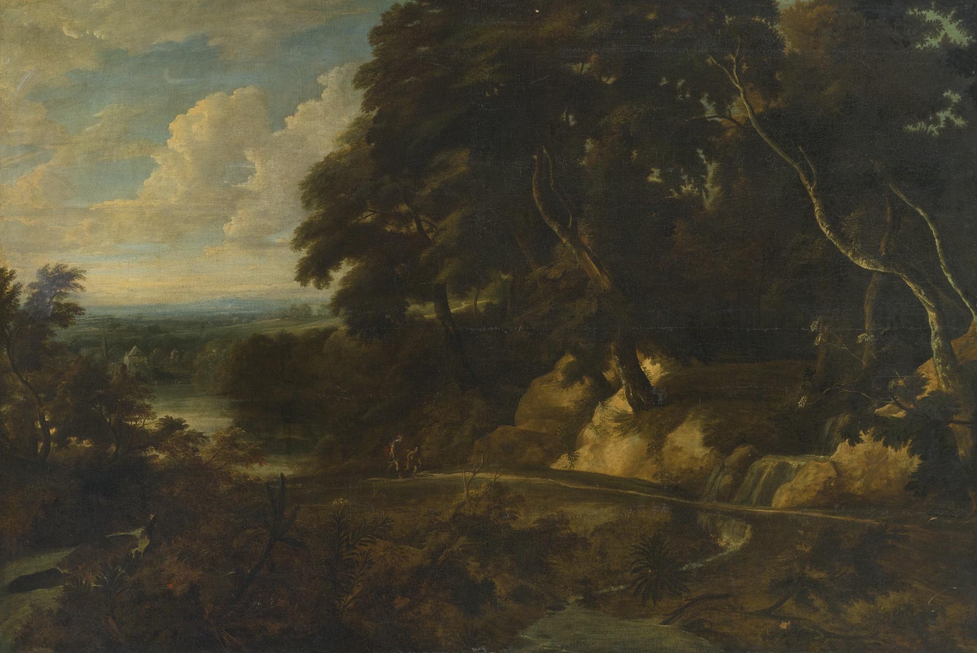 Roelant Roghman - An Extensive Landscape With Figures Along A Path