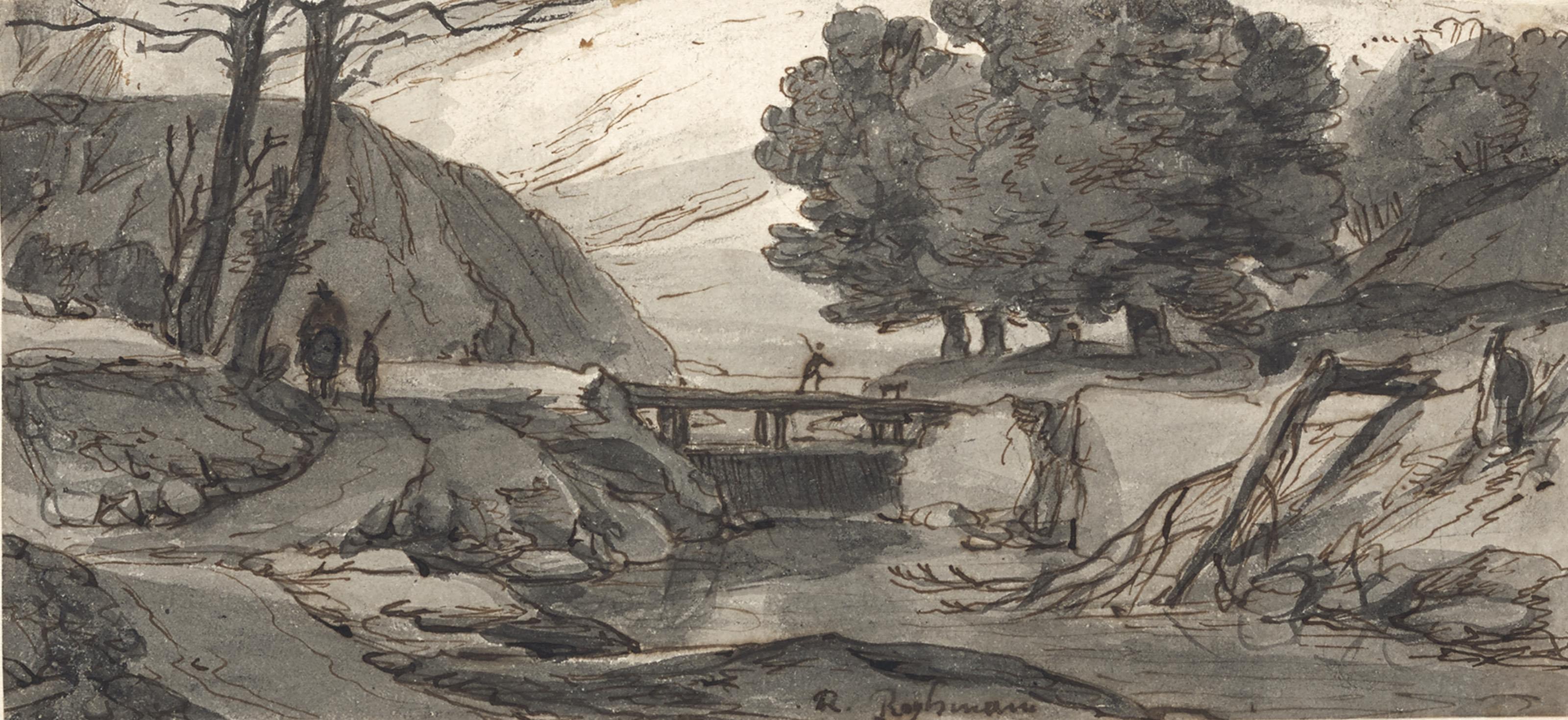 Roelant Roghman - Paysage Fluvial Animé De Personnages