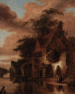 Roelof Jansz. Van Vries - A cottage by a river