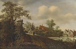 Roelof Jansz. Van Vries - A Landscape With A Figure On A Path And A Bleaching Field Beyond