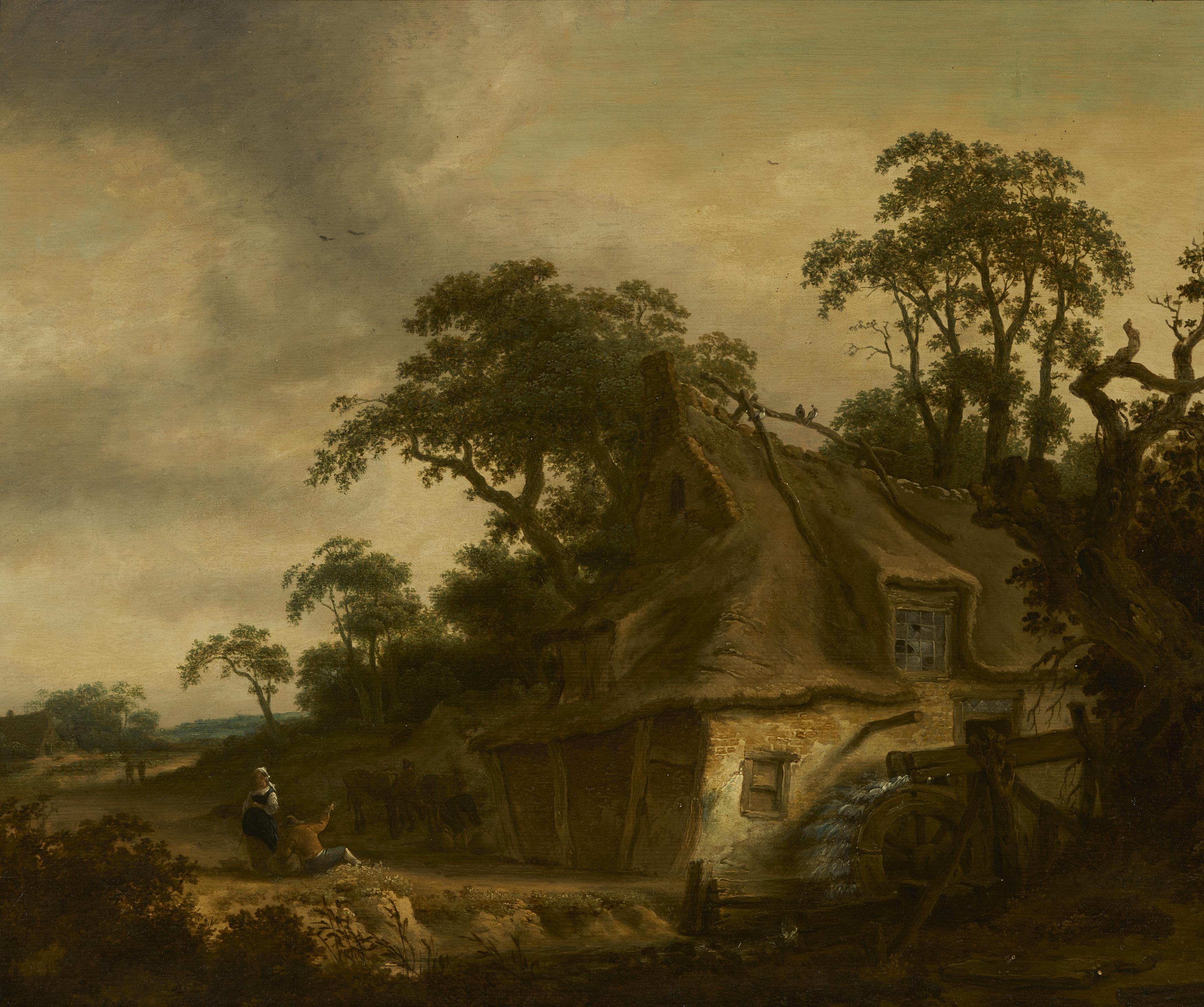 Roelof Jansz van Vries - Alte Wassermühle unter Eichbäumen.