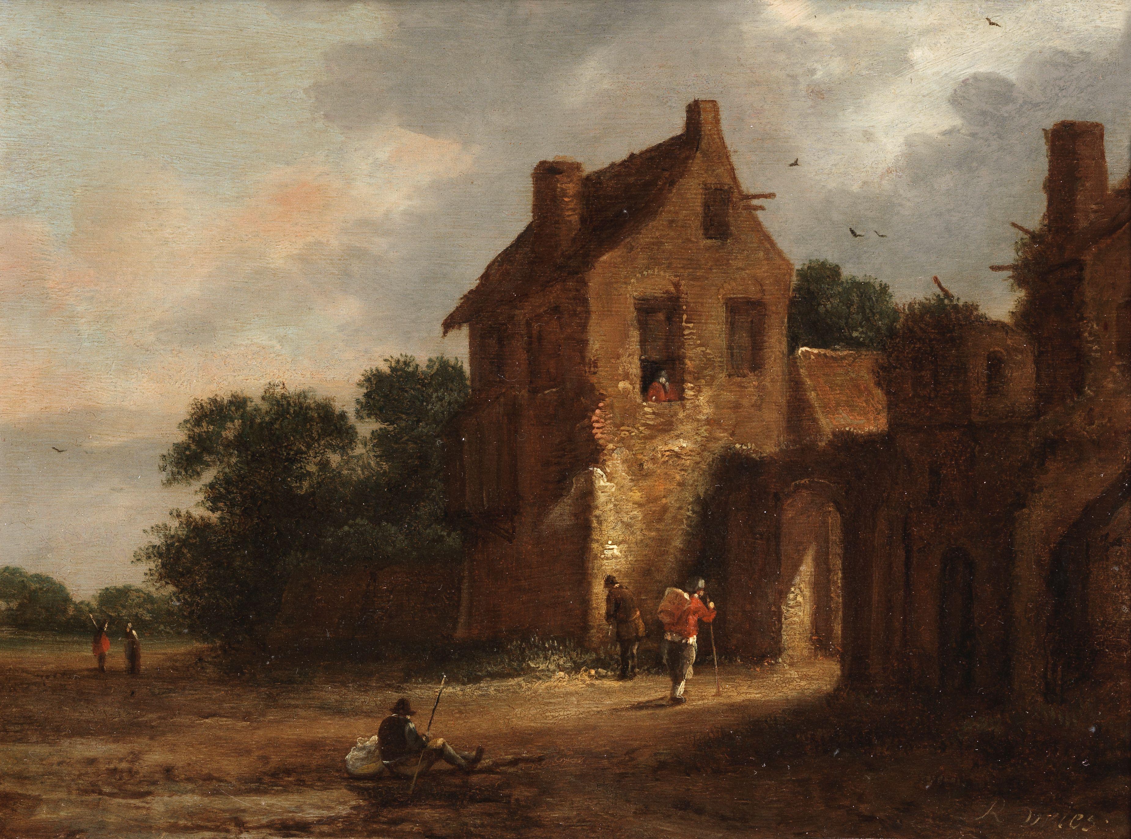 Roelof Van Vries - Figures By The Gateway To A Fortified Village