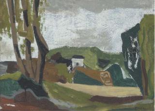 Roger Bissiere - A White House In A Landscape With Trees In The Foreground