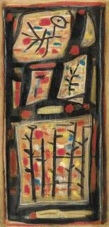 Roger Bissière - Composition 119 (Oiseau Rouge Sur Noir)