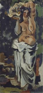 Roger Bissière - Nu debout au panier de fruits