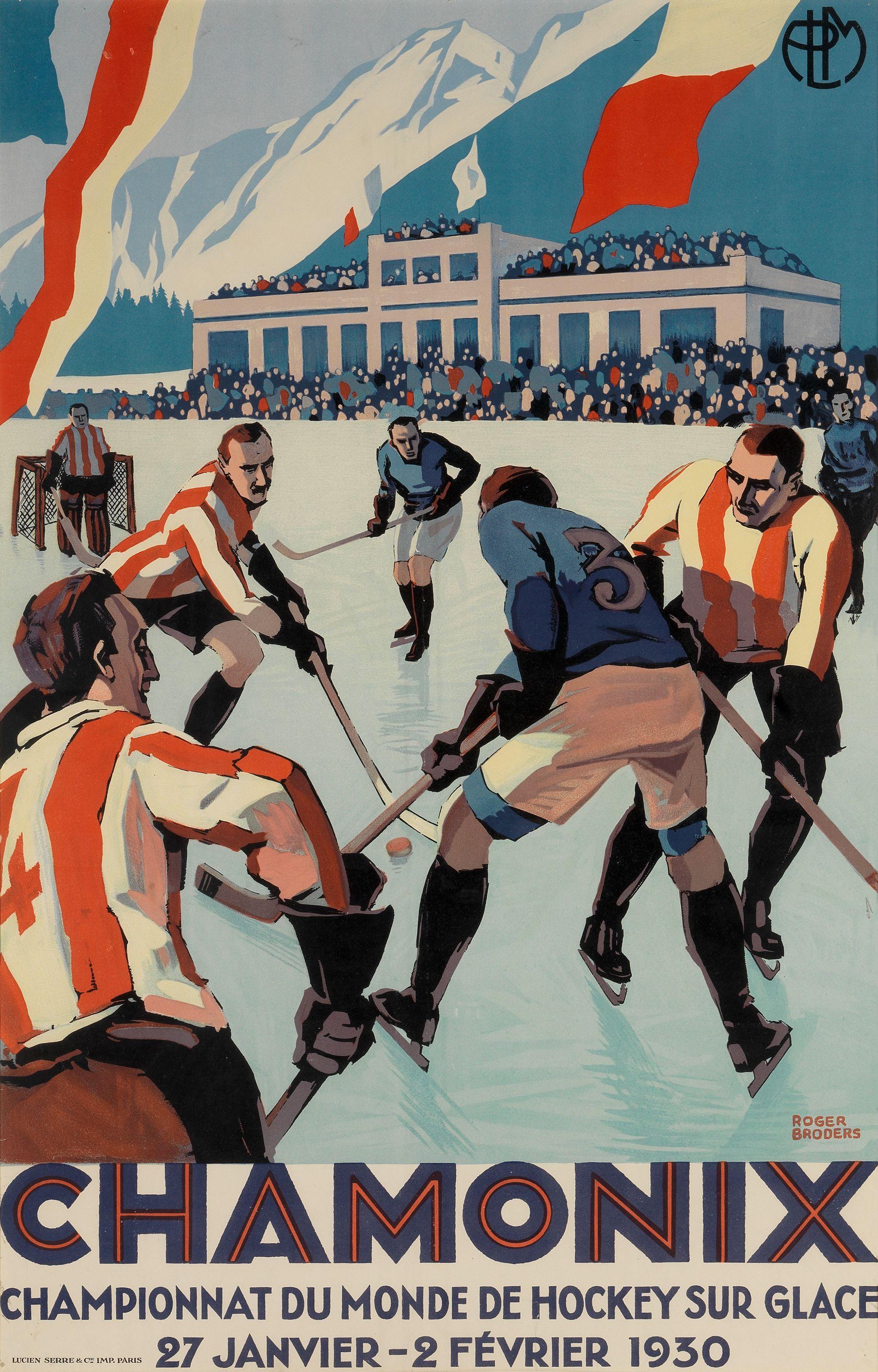 Roger Broders - Chamonix, Championnat Du Monde De Hockey Sur Glace.