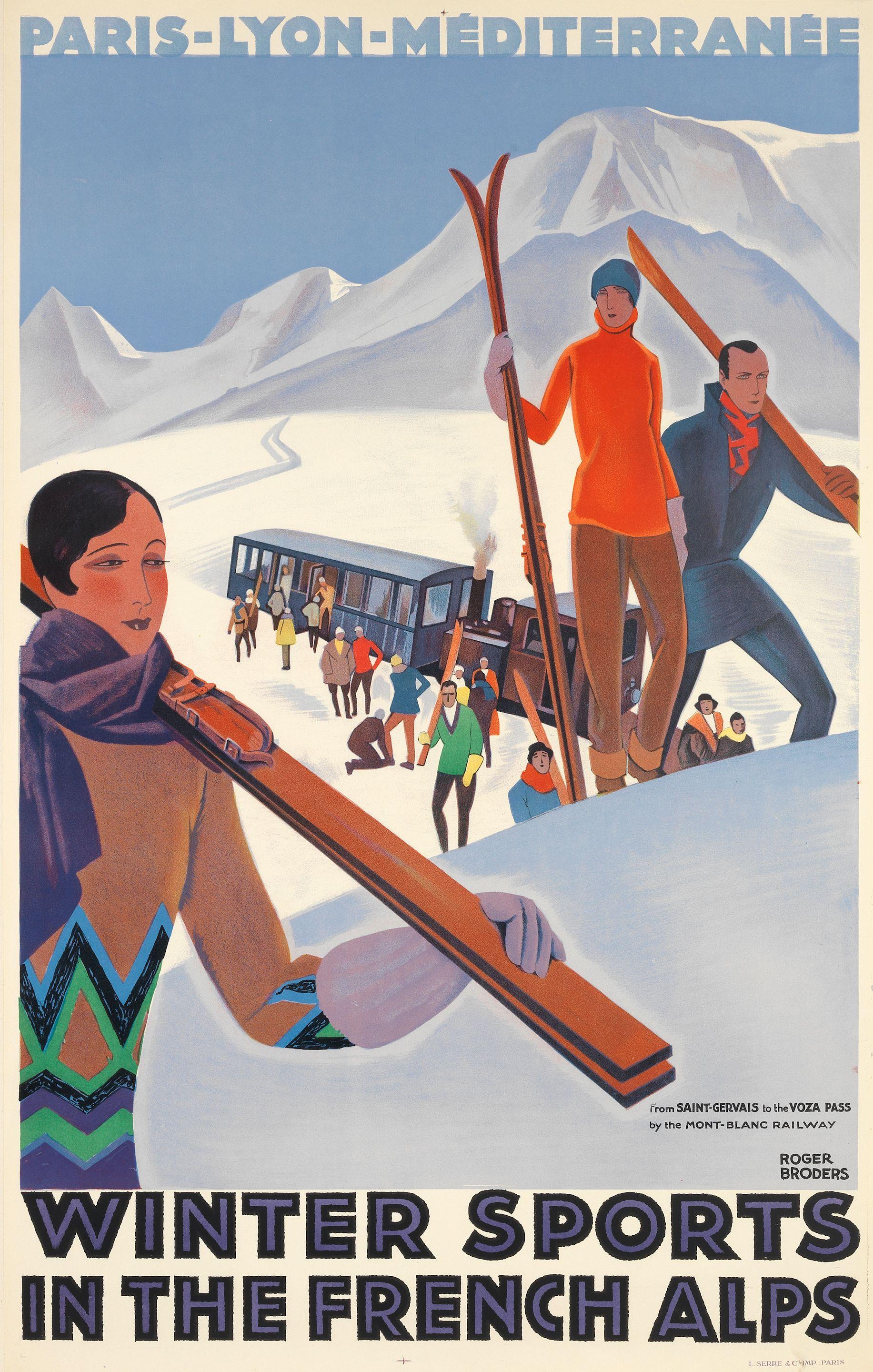 Roger Broders - Winter Sports In The French Alps. Plm. From Saint-Gervais To The Voza Pass By The Mont-Blanc Railway