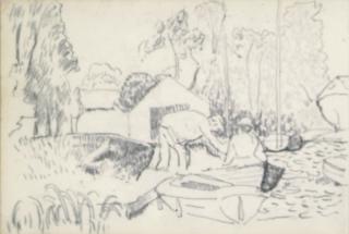 Roger Fry - East Anglian landscape with rowboats and figures