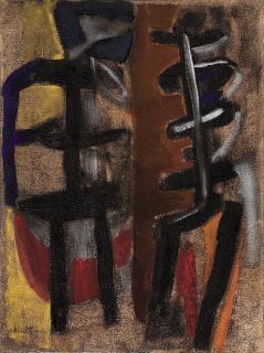 Roger Hilton - Black Forms, Orange Ground