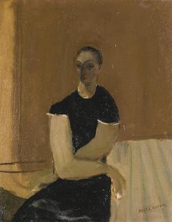 Roger Hilton - Portrait Of A Woman In A Black Dress