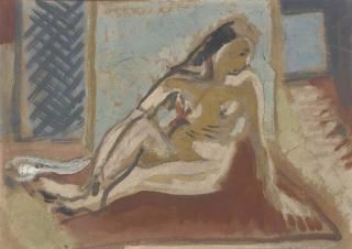Roger Hilton - Seated Nude In The Studio, Paris
