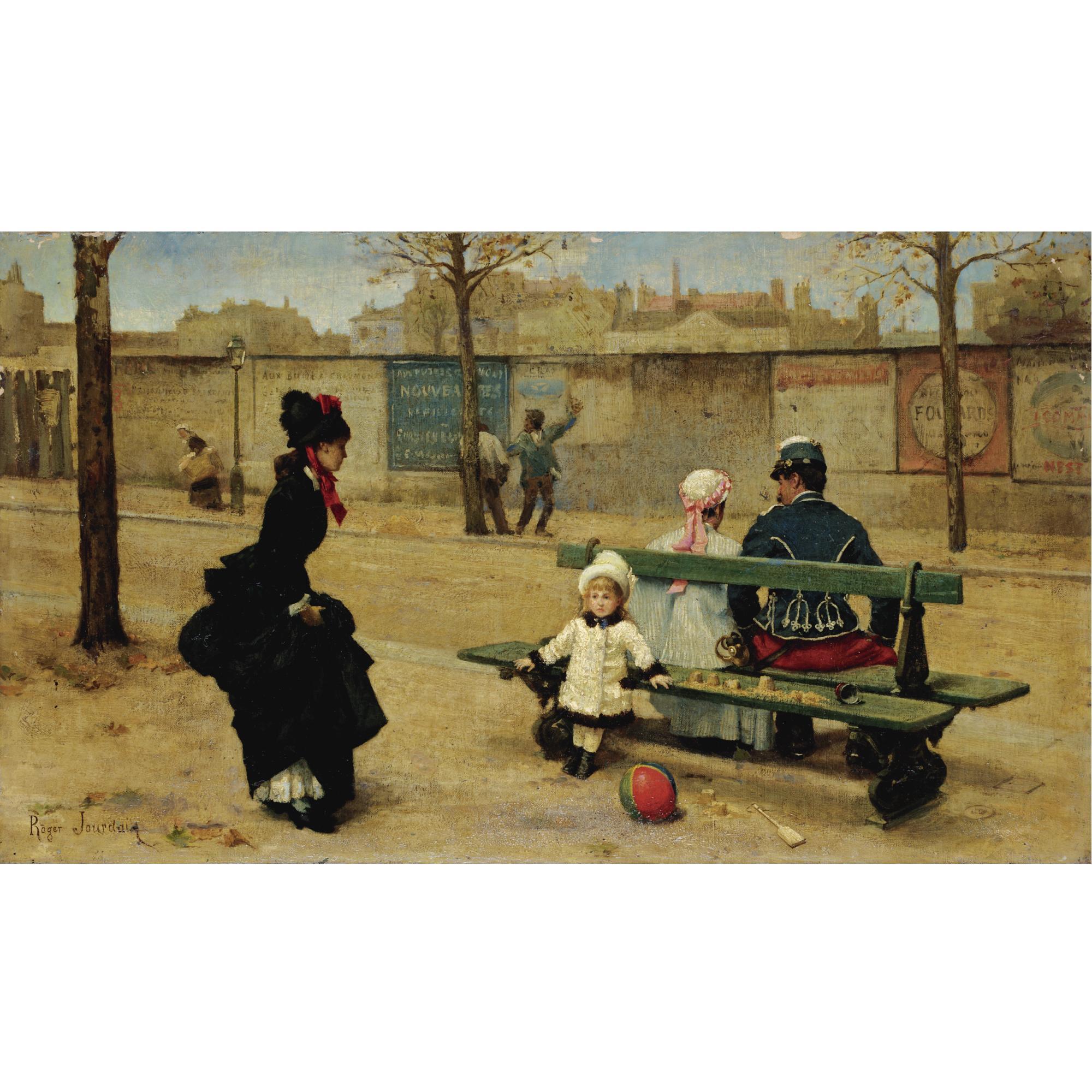 Roger Joseph Jourdain - French Playing Ball In The Park