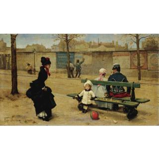 Roger Joseph Jourdain - French Playing Ball In The Park