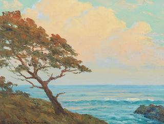 Roi Clarkson Coleman - Sunset Glow, Torrey Pines 9 x 12 in. framed 15 x 18 in.