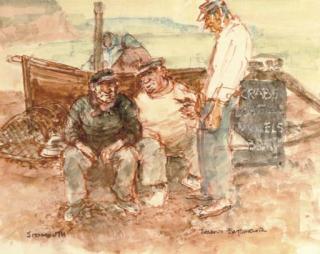 Roland Batchelor - Fishermen and Sidmouth
