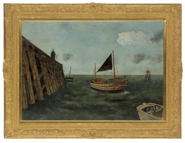 Roland Oudot - Fishing boats off the pier