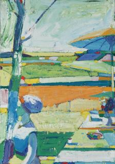 Roland Petersen - Picnic Tables With Umbrella And Figures