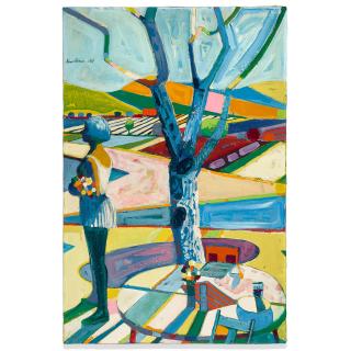 Roland Petersen - The Patio (Girl Holding Flowers), 1969