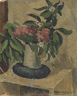 Roland Shakespeare Wakelin - Still Life; Peonies In A Vase