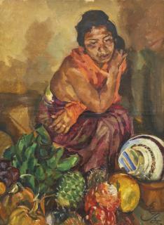 Roland Strasser - Bali Girl With Fruits
