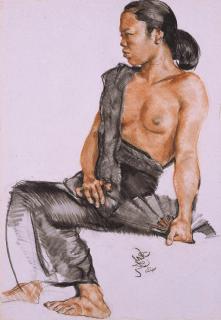 Roland Strasser - Seated lady with a fan