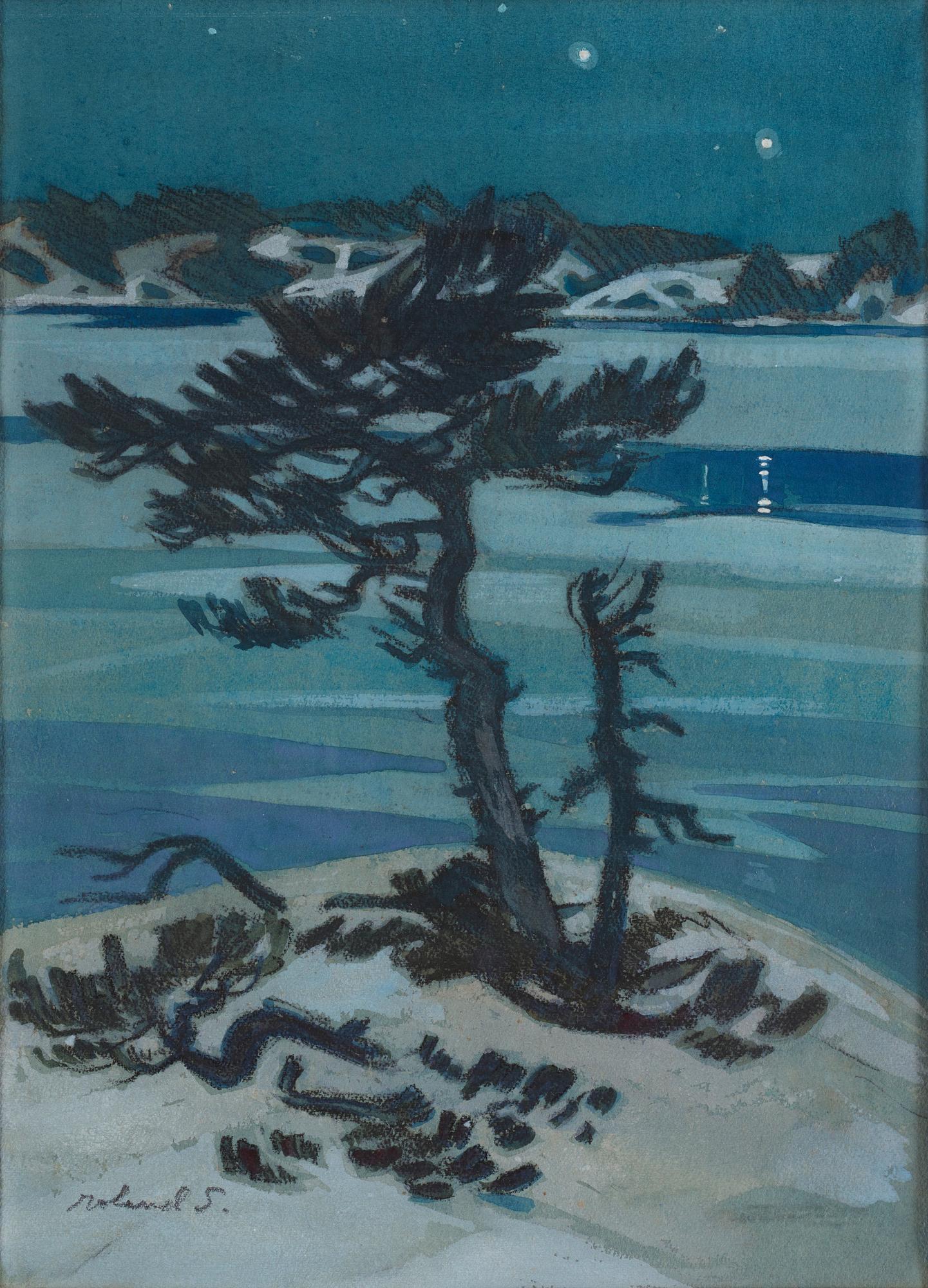 Roland Svensson - Pine in a winter landscape.