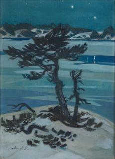 Roland Svensson - Pine in a winter landscape.