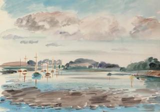 Roland Vivian Pitchforth, R.A., R.W.S. - Moored Sailing Boats