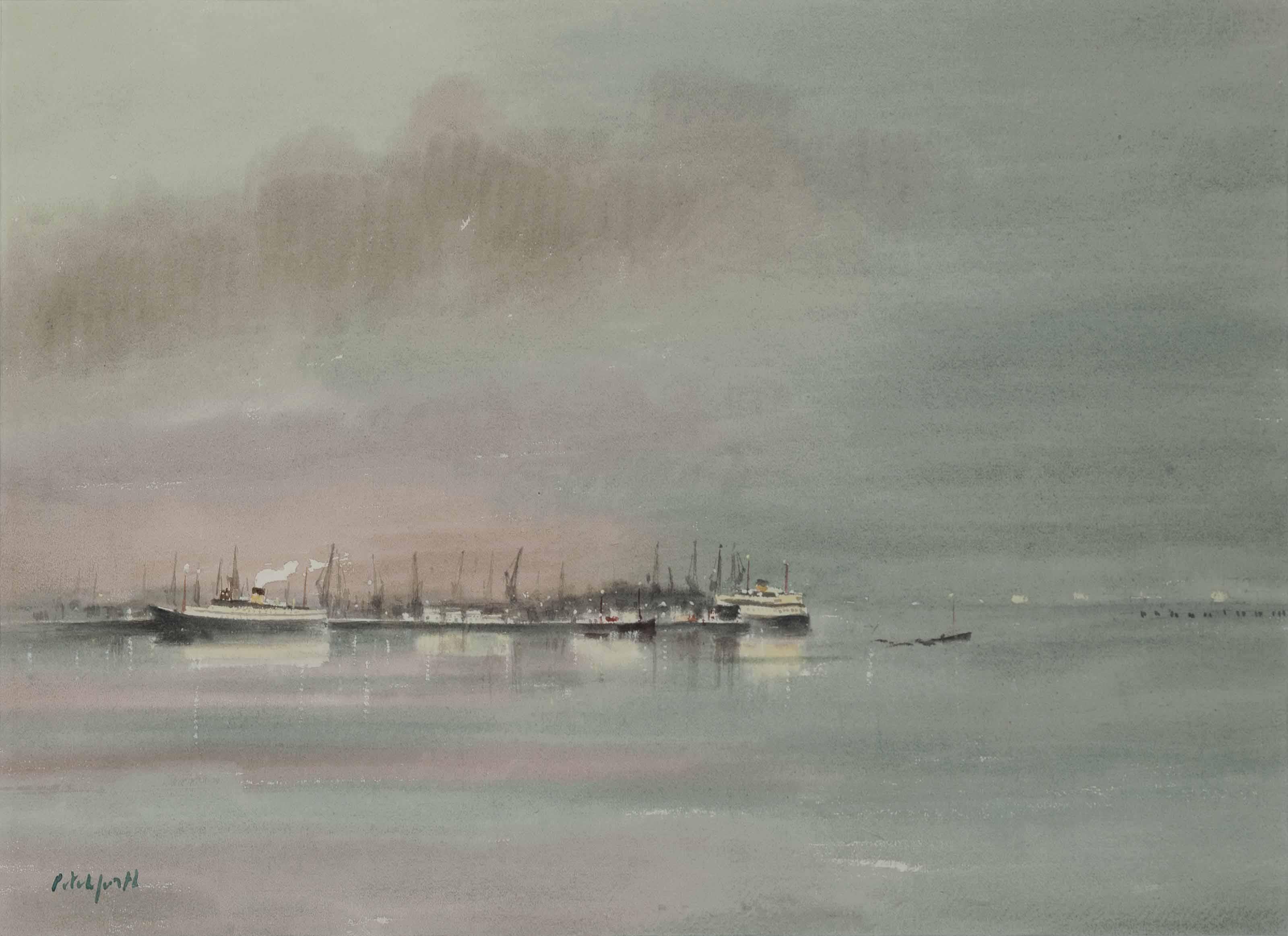Roland Vivian Pitchforth, R.A., R.W.S. - Southampton Docks, Evening