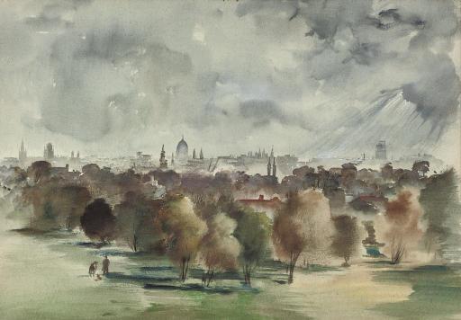 Roland Vivian Pitchforth - View Across London From Battersea