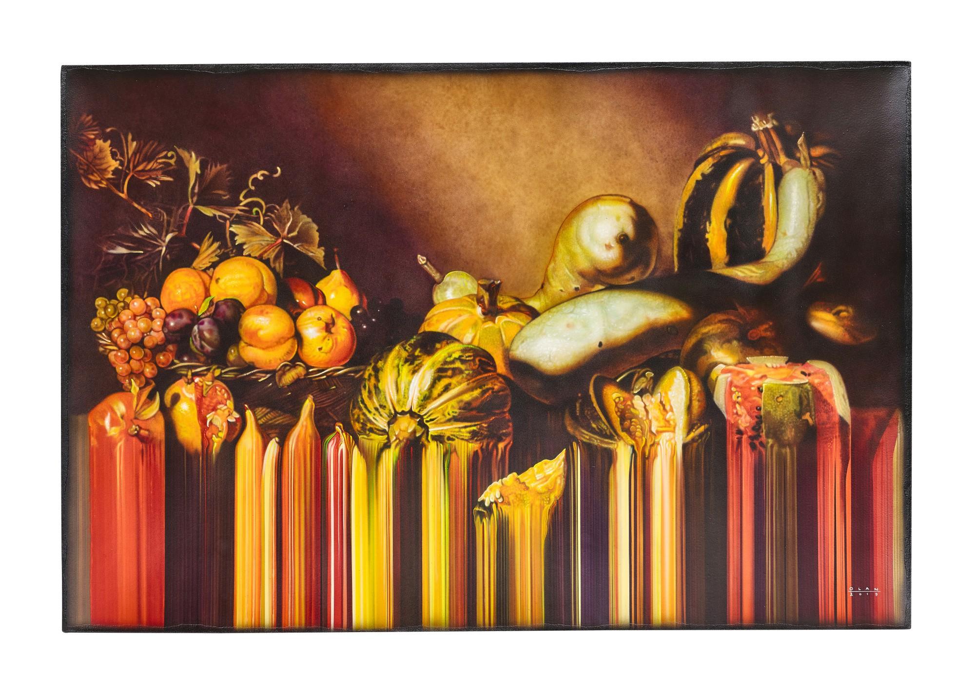 Rolando Ventura - Still Life With Fruits On A Stone Ledge