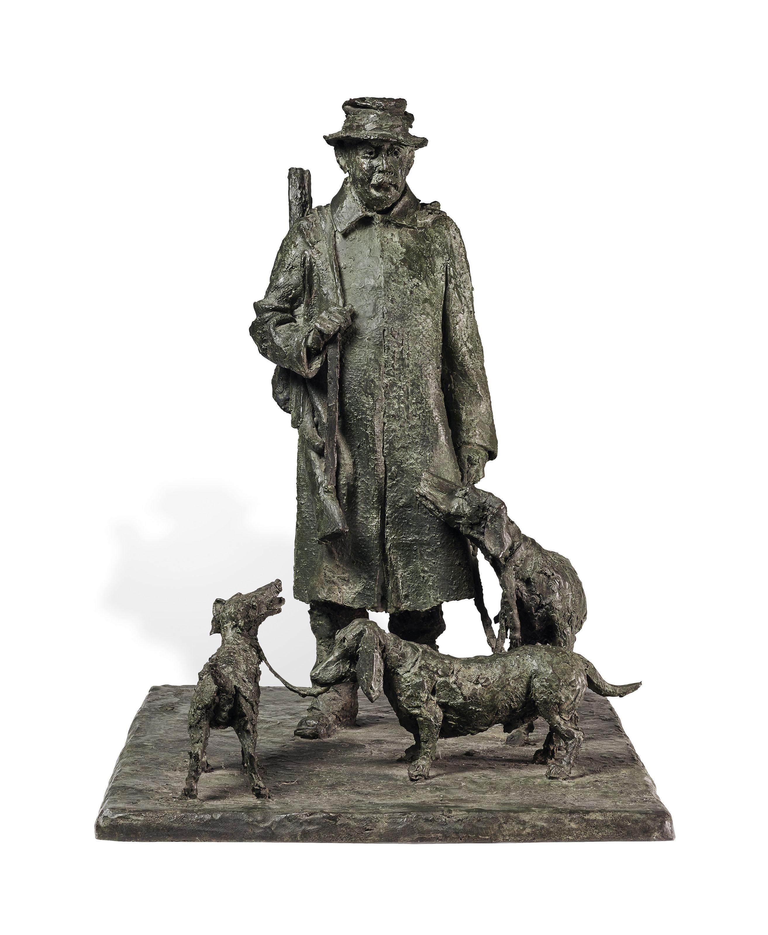 Rolf Brem - Jäger mit drei Jagdhunden