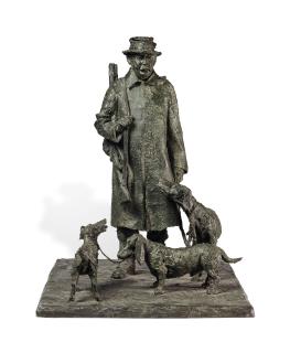 Rolf Brem - Jäger mit drei Jagdhunden