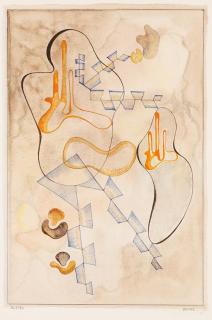 Rolf Cavael - 43 / S 27 (Komposition vor braunem Grund)