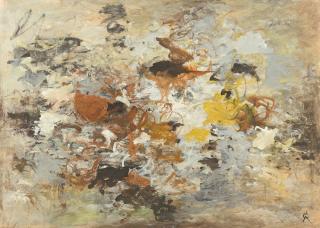 Rolf Cavael - Komposition in Grau, Grün und Braun.