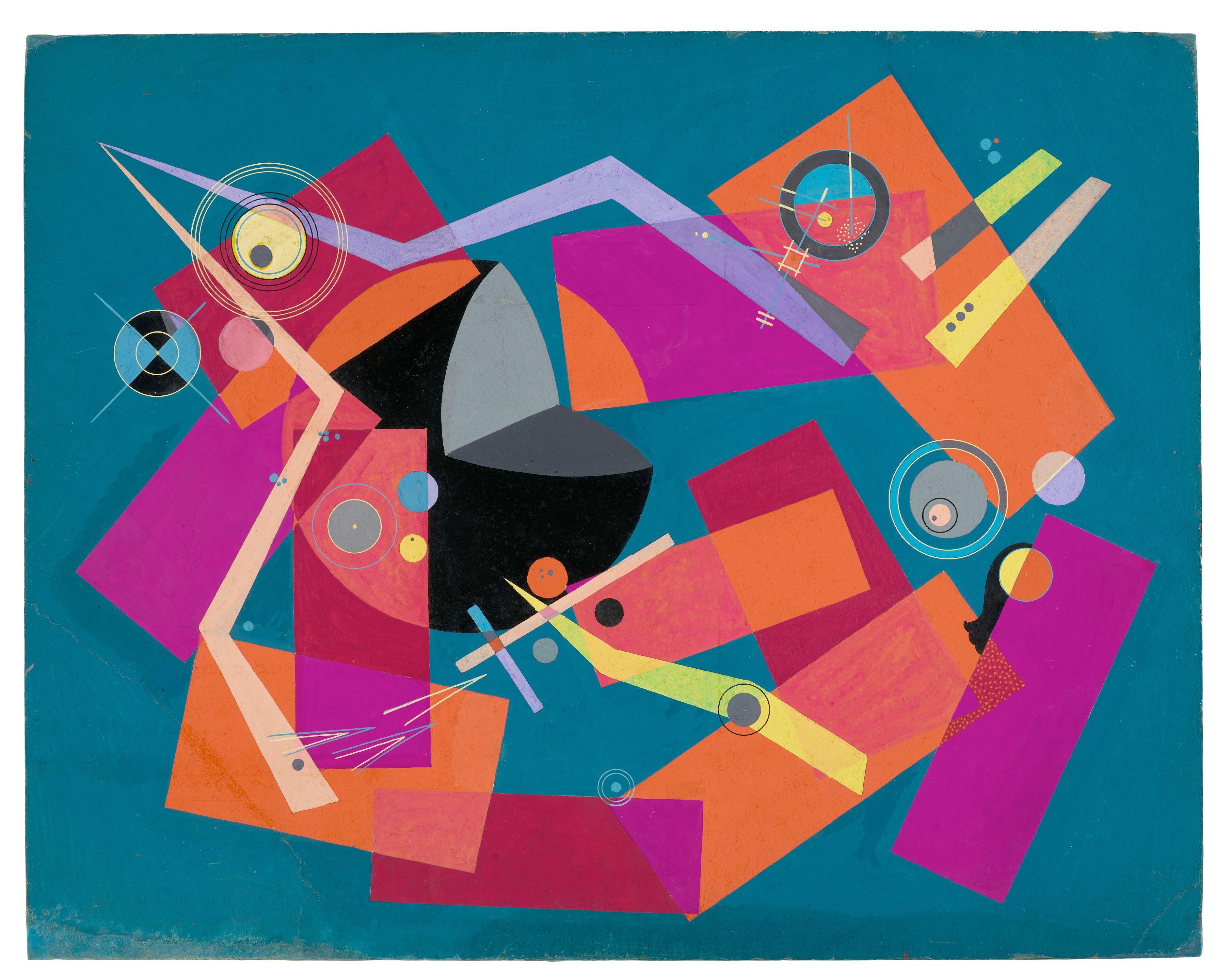 Rolph Scarlett - Blue, Red, Purple, Orange, and Yellow Abstraction