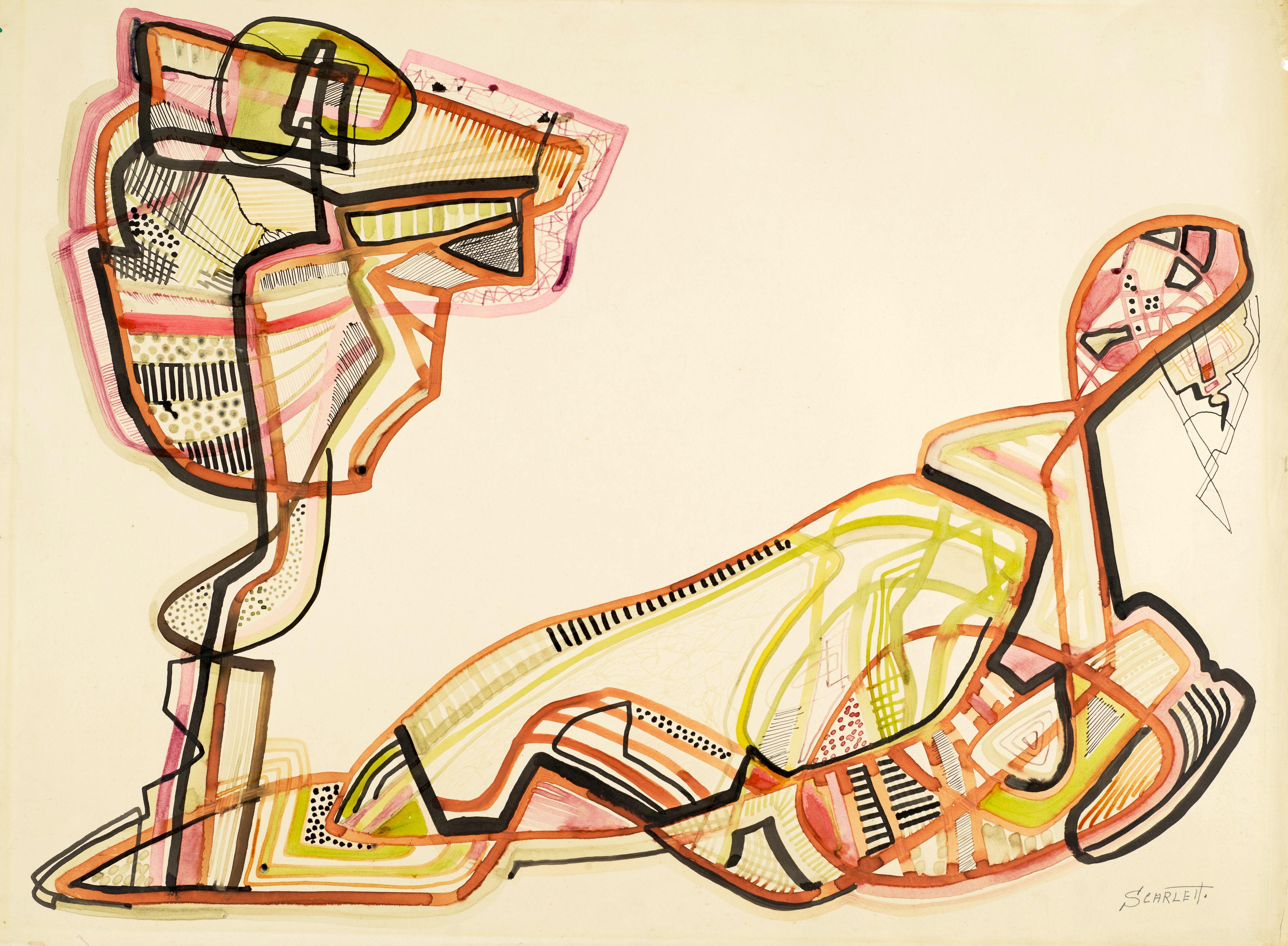 Rolph Scarlett - Linear Abstraction in Pink and Green