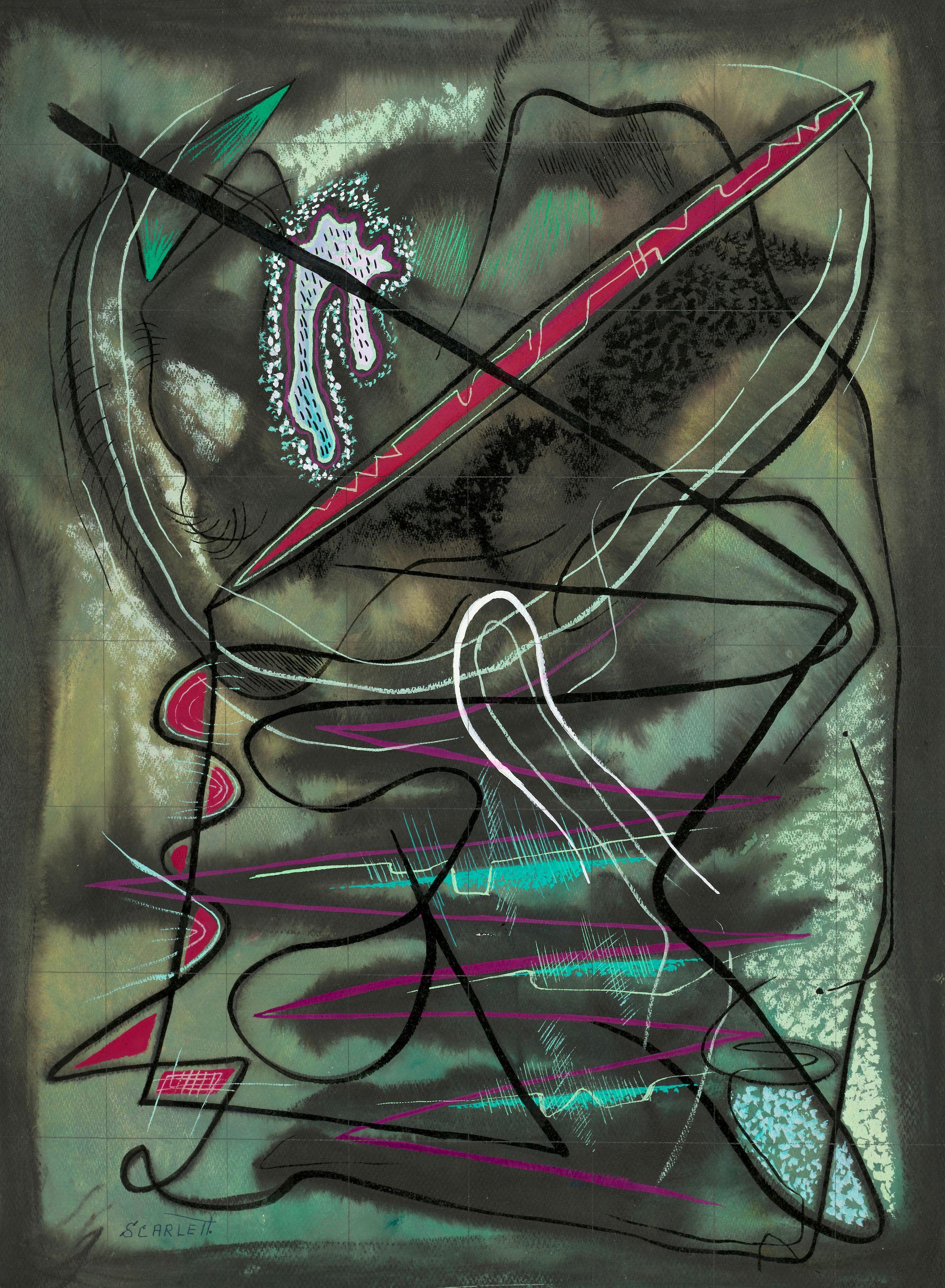 Rolph Scarlett - Magenta Lines No. 5