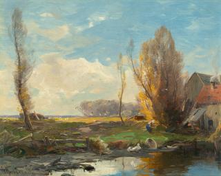 Roman Kochanowski - Auf dem Lande (Gehöft an einem Weiher)