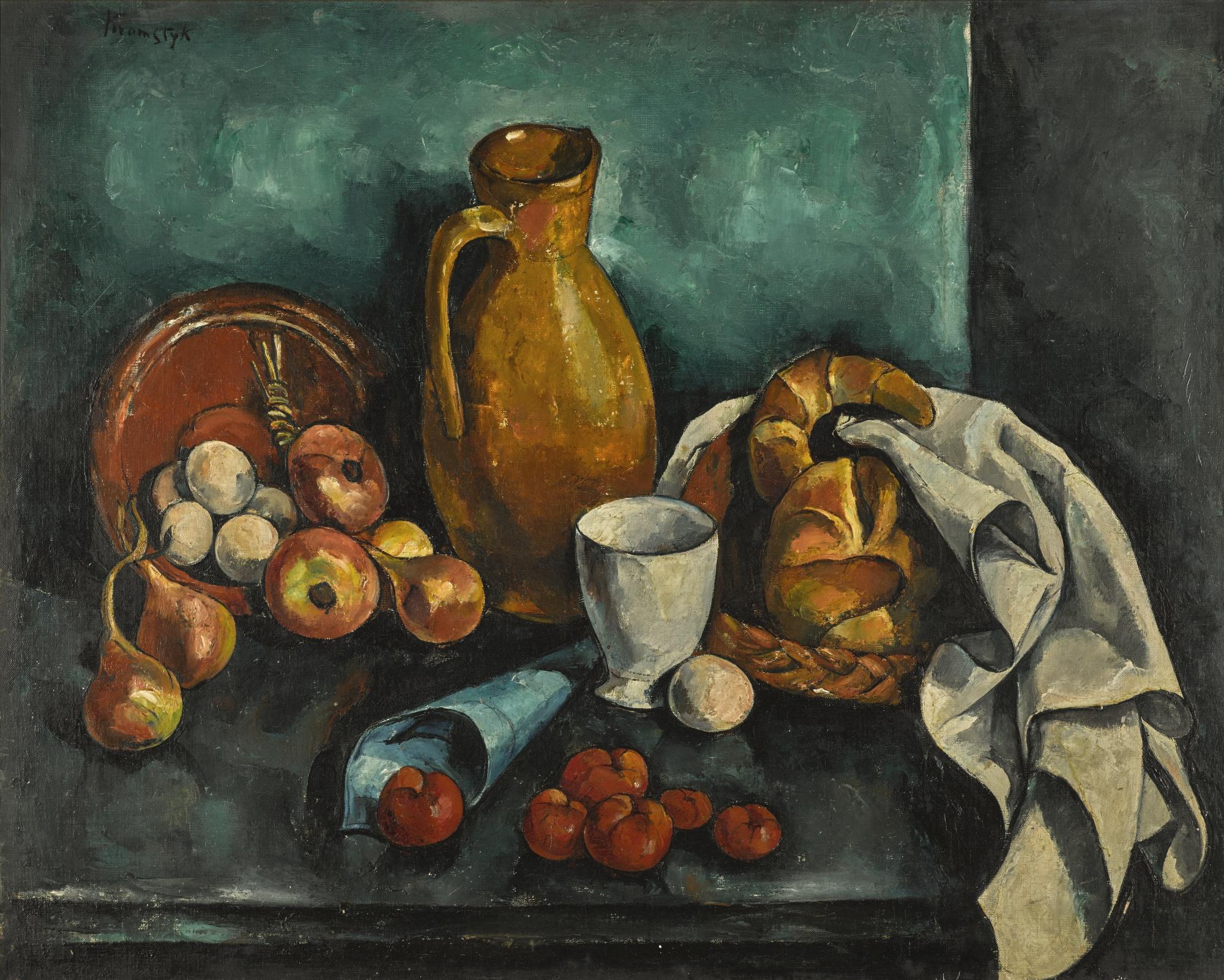 Roman Kramsztyk - Polish still Life With Apples And Croissants