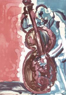 Romare Bearden - Walking Bass (Bopping at Birdland), from Jazz Series (Gelburd and Rosenburg pp. 37)