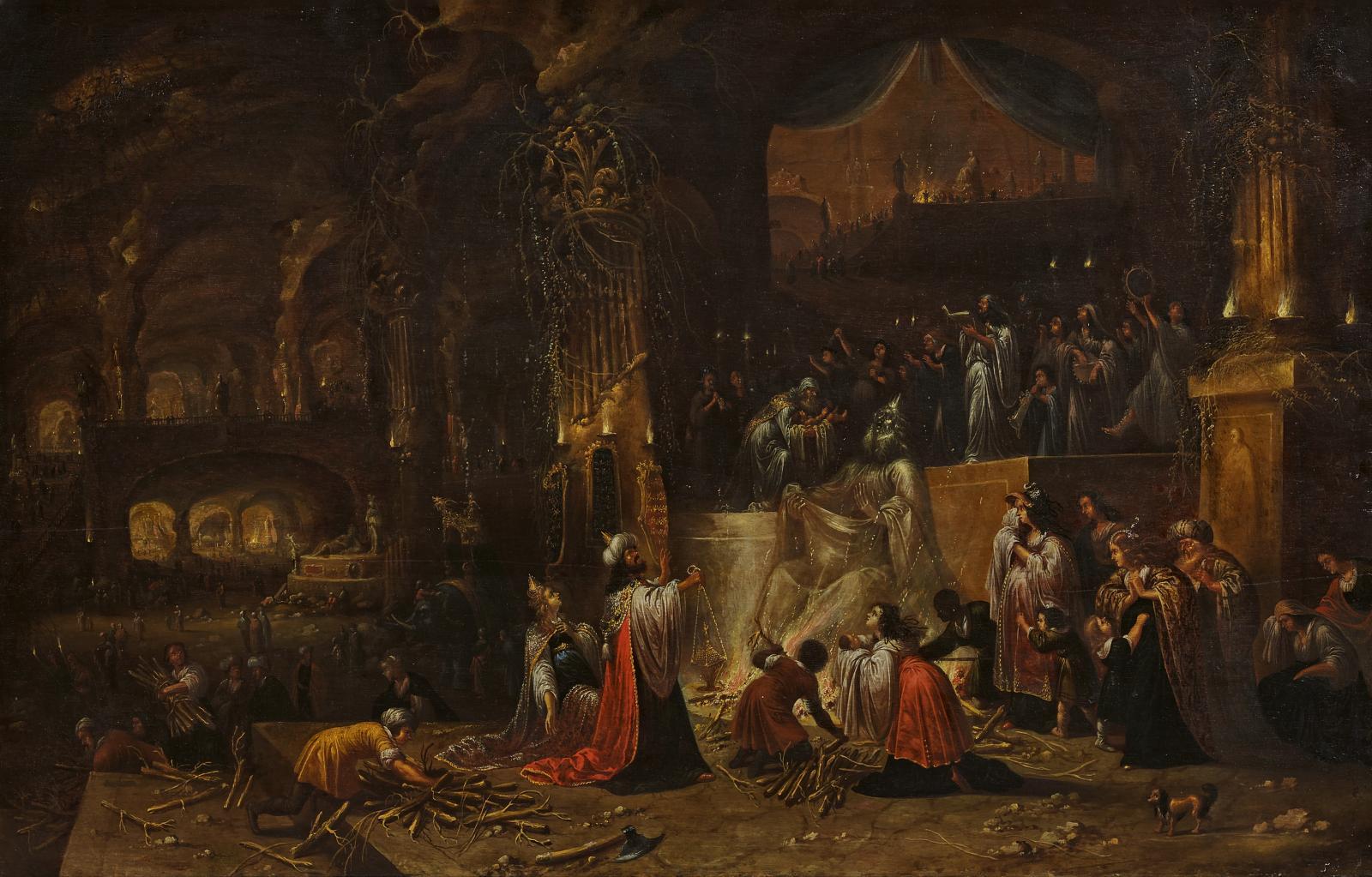 Rombout van Troyen - König Ahas opfert seinen Sohn dem Moloch