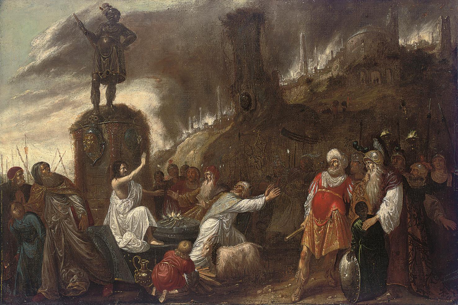 Rombout van Troyen - The rival sacrifices of Eilijah and the priests of Baal