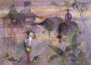 Romeo V Tabuena - Farmers with buffaloes