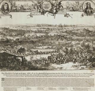 Romeyn De Hooghe - Victory of Cornelis Speelman over the Kingdom of Macassar and Radjah Palacca, and the war of 1666 until 1669  (Hollstein 81; Landwehr p.59)