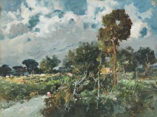 Romolo Leone - Paesaggio con figure