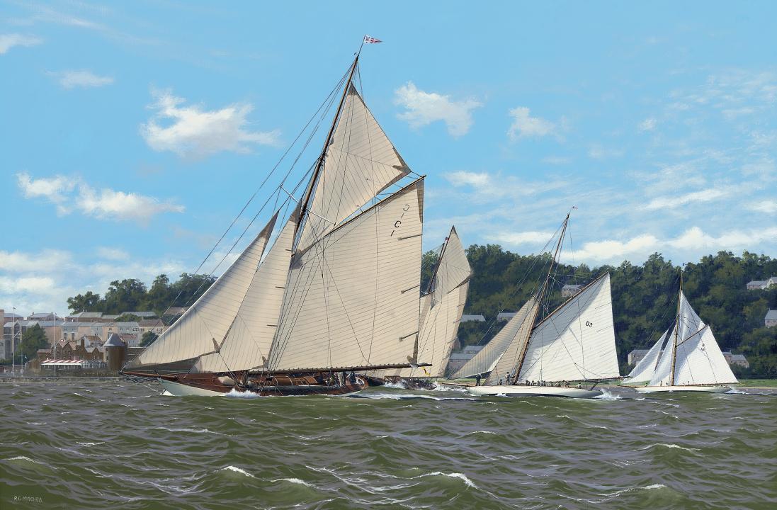 Ron Charles Mitchell - A fighting finish: Mariquita, Mariette, Tuiga and The Lady Anne vying for line honours, Cowes Classic Regatta, 2008